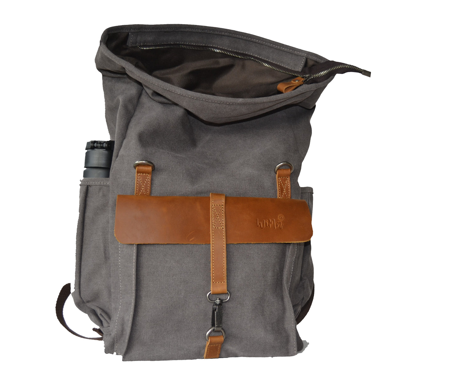 Rugak Wales Vintage Stonewash Blue Canvas en 100% echt leder - PetsAndBags