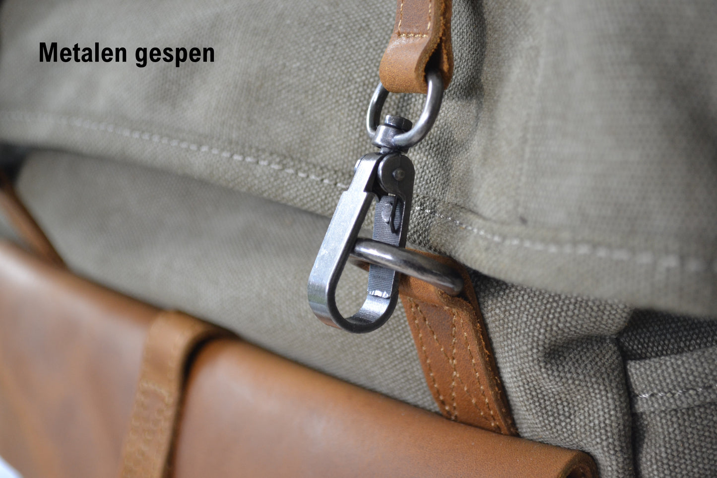 Rugak Wales Vintage Stonewash Blue Canvas en 100% echt leder - PetsAndBags