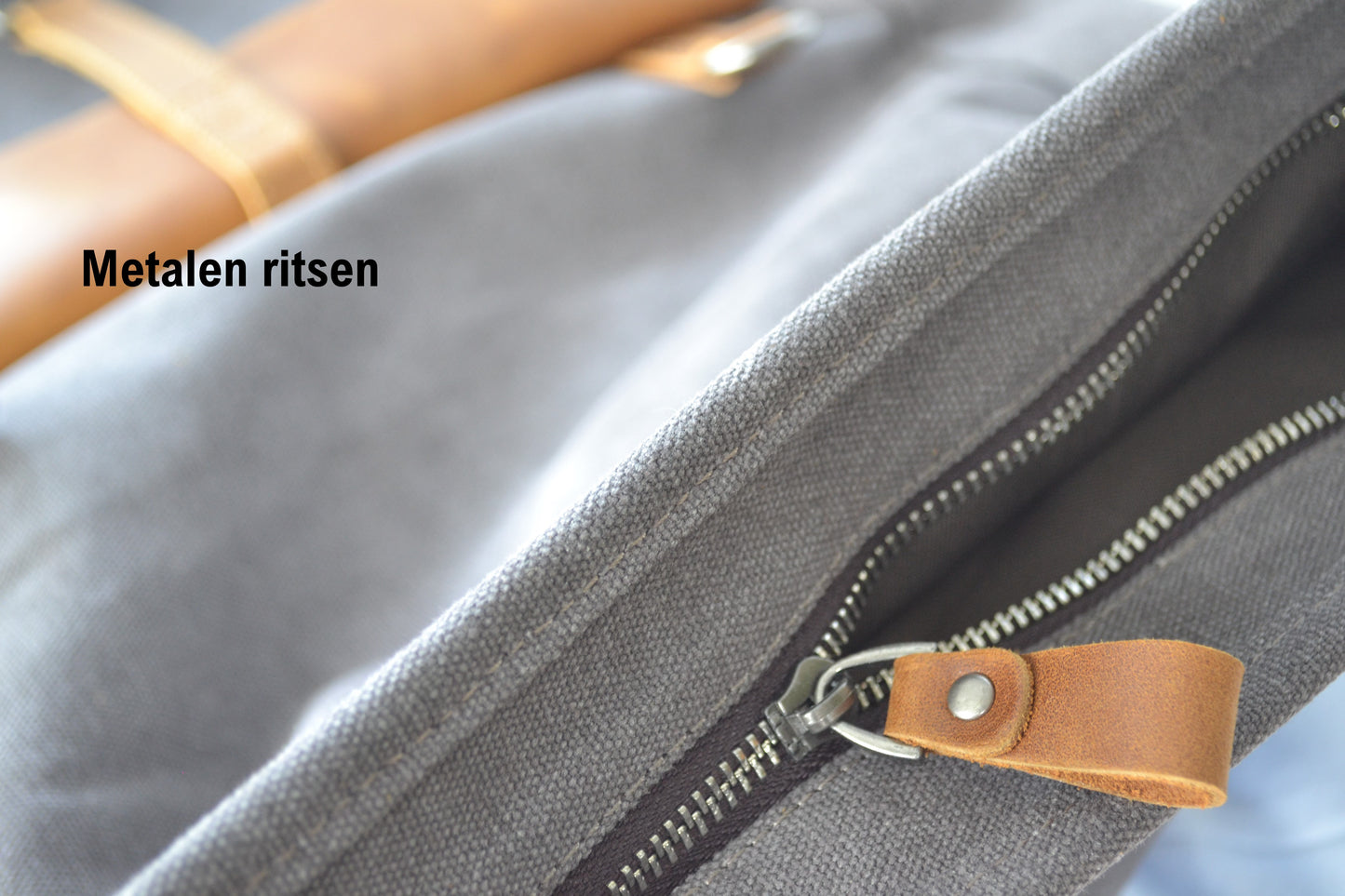 Rugak Wales Vintage Stonewash Blue Canvas en 100% echt leder - PetsAndBags