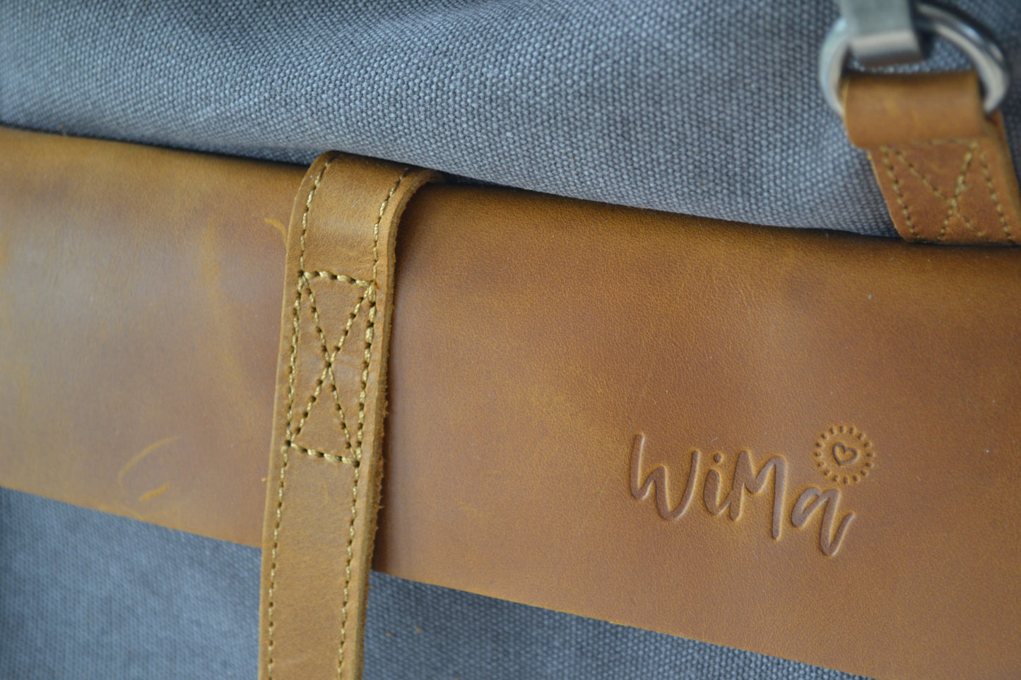 Rugak Wales Vintage Stonewash Blue Canvas en 100% echt leder - PetsAndBags