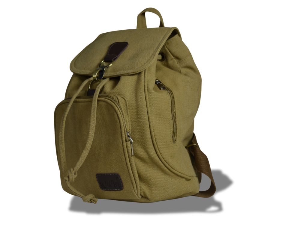 Wima Aberdeen Rugtas – Handzaam 32×28×15 cm – Waterafstotend Canvas Khaki – Reistas, School, Handbagage - PetsAndBags