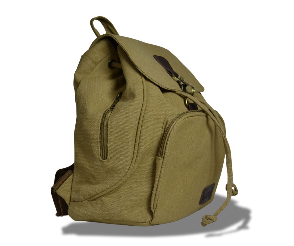Wima Aberdeen Rugtas – Handzaam 32×28×15 cm – Waterafstotend Canvas Khaki – Reistas, School, Handbagage - PetsAndBags