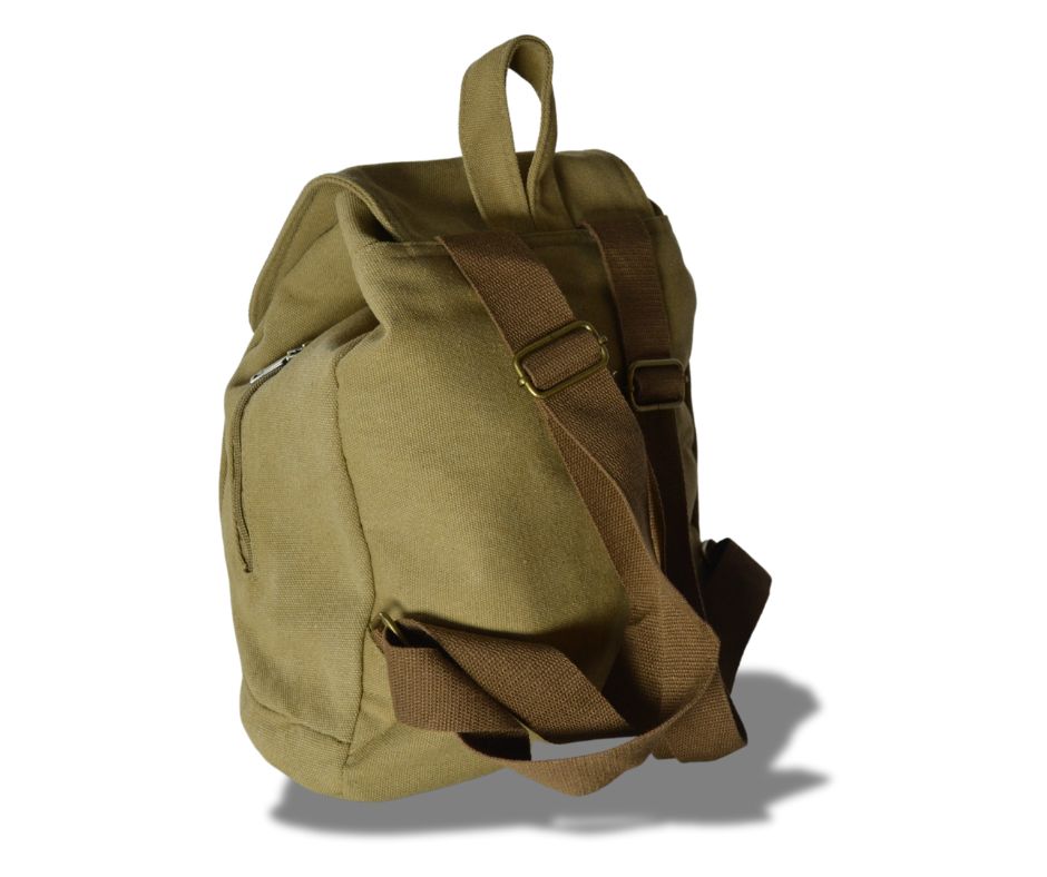 Wima Aberdeen Rugtas – Handzaam 32×28×15 cm – Waterafstotend Canvas Khaki – Reistas, School, Handbagage - PetsAndBags