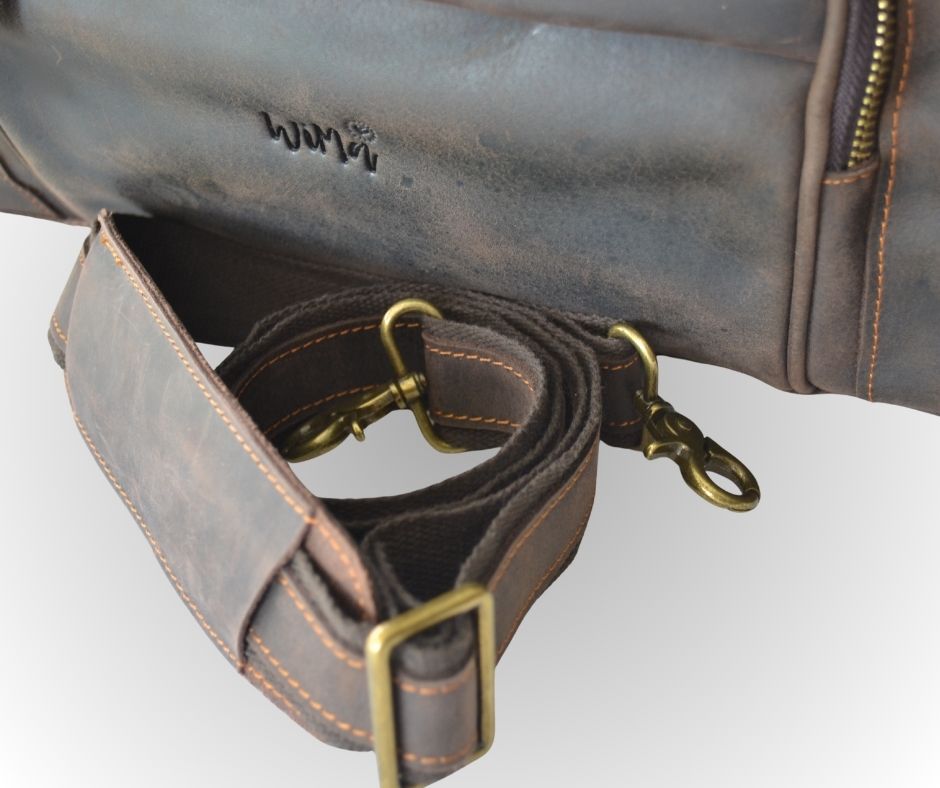 Berlin leren weekendtas – handgemaakt bruin Crazy Horse leer – 50 cm – compact – met schouderriem – - PetsAndBags