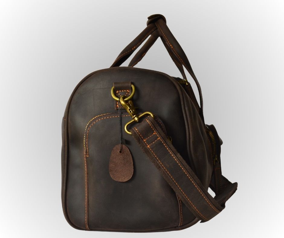 Berlin leren weekendtas – handgemaakt bruin Crazy Horse leer – 50 cm – compact – met schouderriem – - PetsAndBags