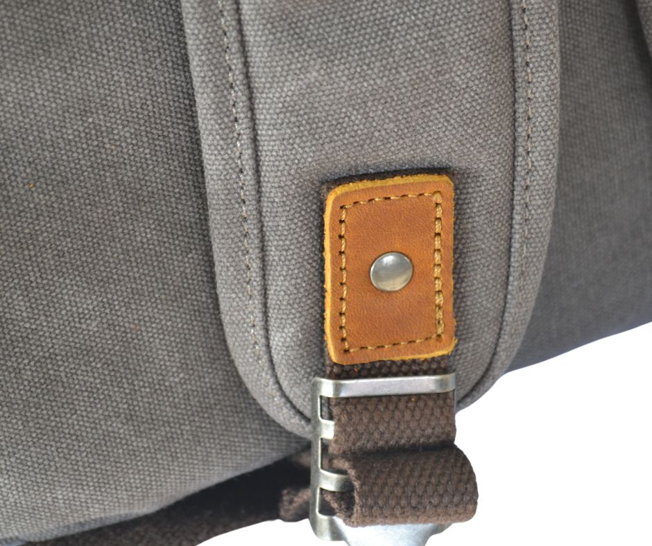 Rugak Wales Vintage Stonewash Blue Canvas en 100% echt leder - PetsAndBags