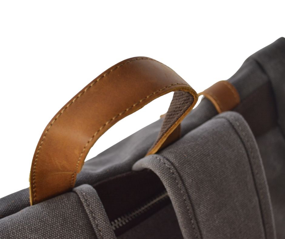 Rugak Wales Vintage Stonewash Blue Canvas en 100% echt leder - PetsAndBags