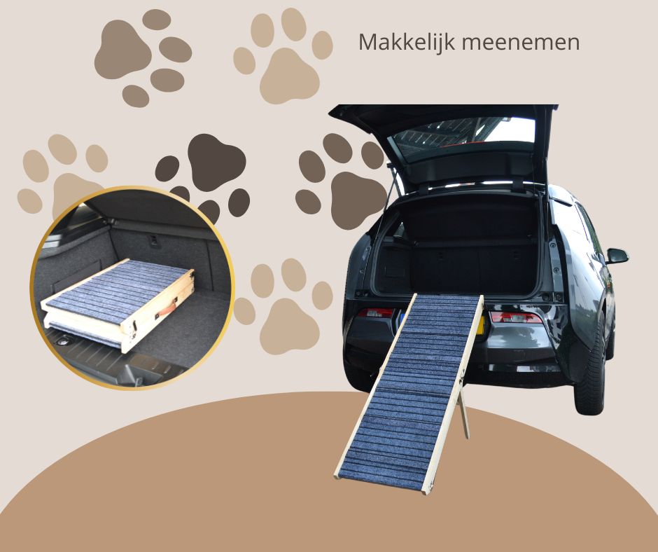 Boris - Hondenloopplank - Hondentrap - Verstelbaar -8 Standen - 21 tot 77 cm - Antislip - Inklapbaar - - PetsAndBags