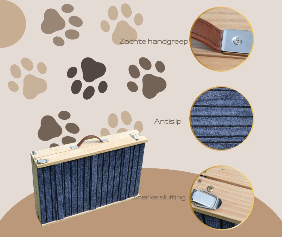 Boris - Hondenloopplank - Hondentrap - Verstelbaar -8 Standen - 21 tot 77 cm - Antislip - Inklapbaar - - PetsAndBags