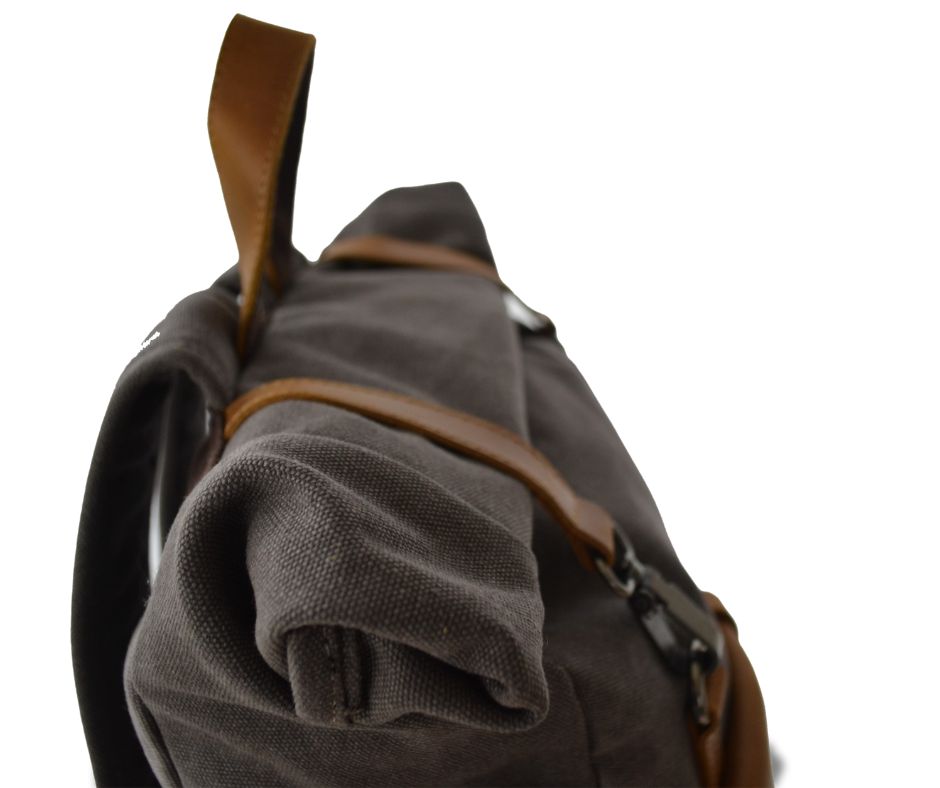 Rugak Wales Vintage Stonewash Blue Canvas en 100% echt leder - PetsAndBags