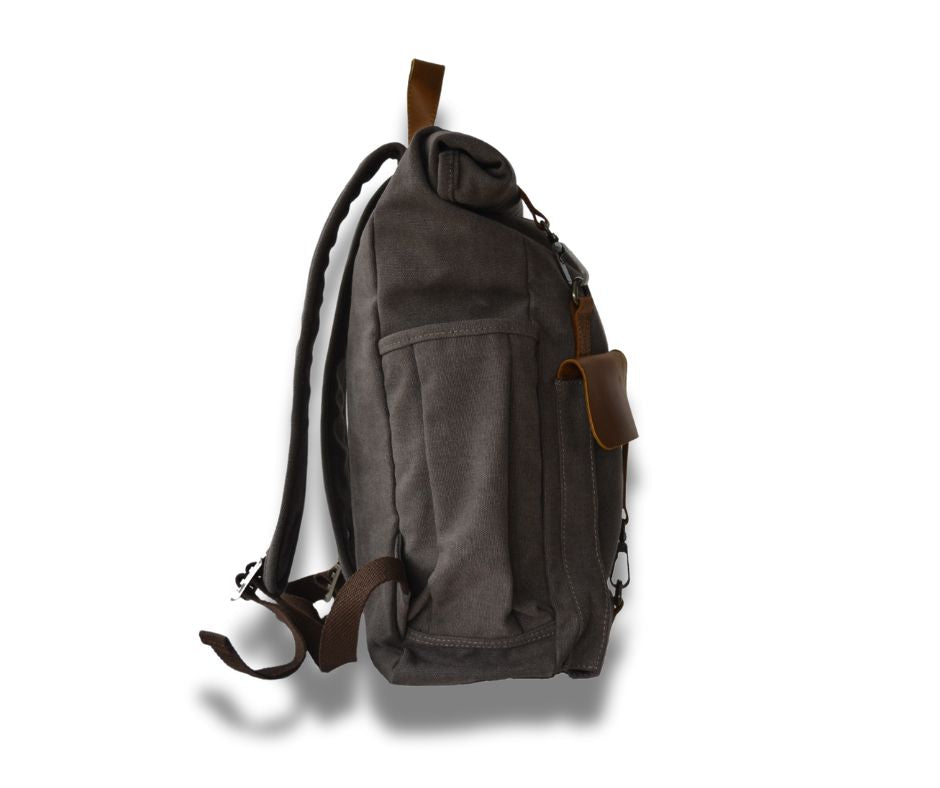 Rugak Wales Vintage Stonewash Blue Canvas en 100% echt leder - PetsAndBags