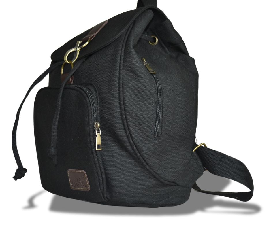 WiMa Aberdeen Rugtas – Handzaam 32×28×15 cm – Waterafstotend Canvas Zwart – Reistas, School, Handbagage - PetsAndBags