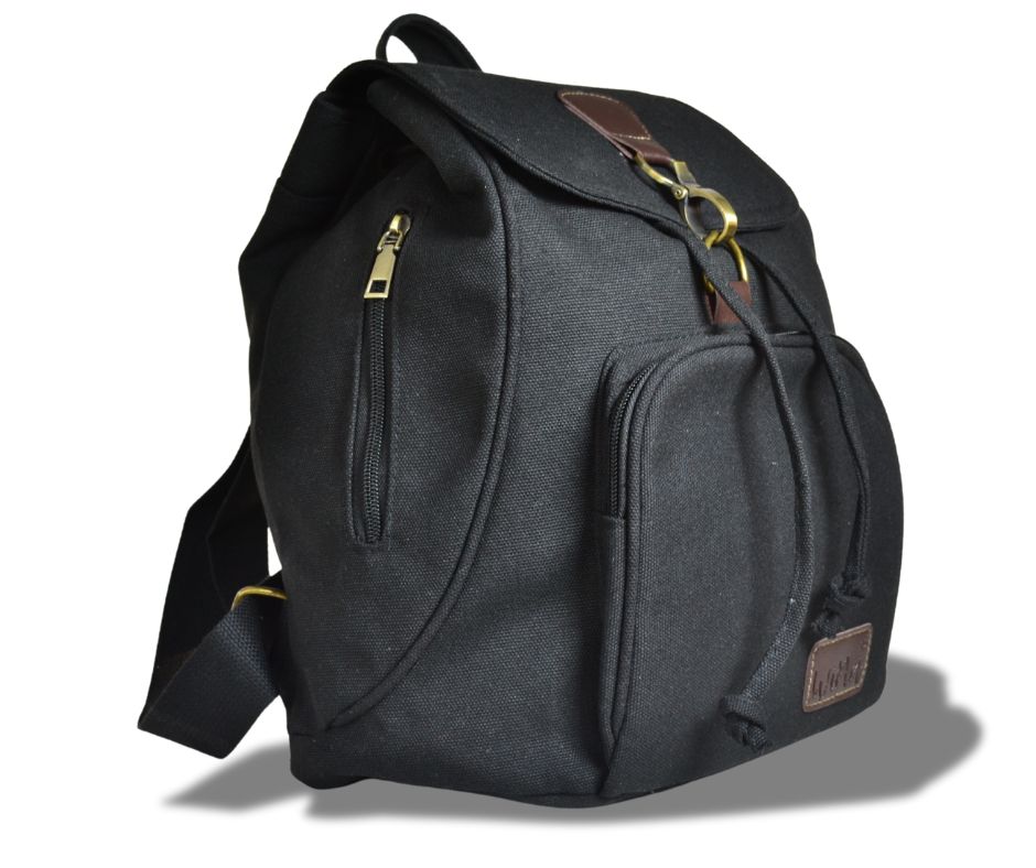 WiMa Aberdeen Rugtas – Handzaam 32×28×15 cm – Waterafstotend Canvas Zwart – Reistas, School, Handbagage - PetsAndBags