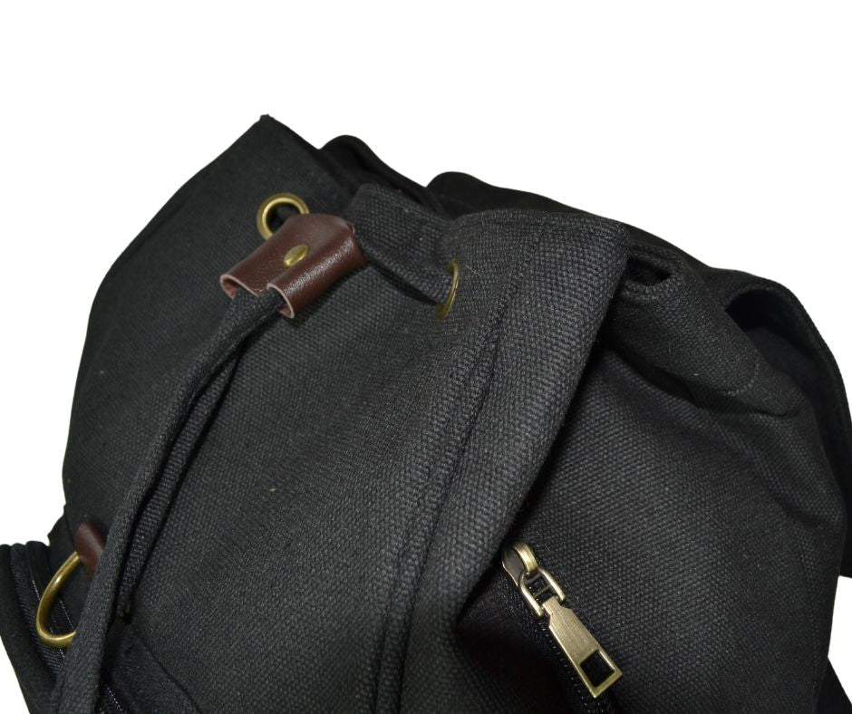 WiMa Aberdeen Rugtas – Handzaam 32×28×15 cm – Waterafstotend Canvas Zwart – Reistas, School, Handbagage - PetsAndBags