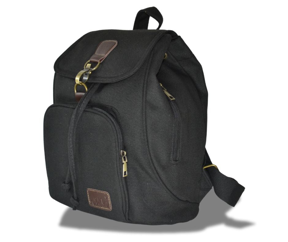 WiMa Aberdeen Rugtas – Handzaam 32×28×15 cm – Waterafstotend Canvas Zwart – Reistas, School, Handbagage - PetsAndBags
