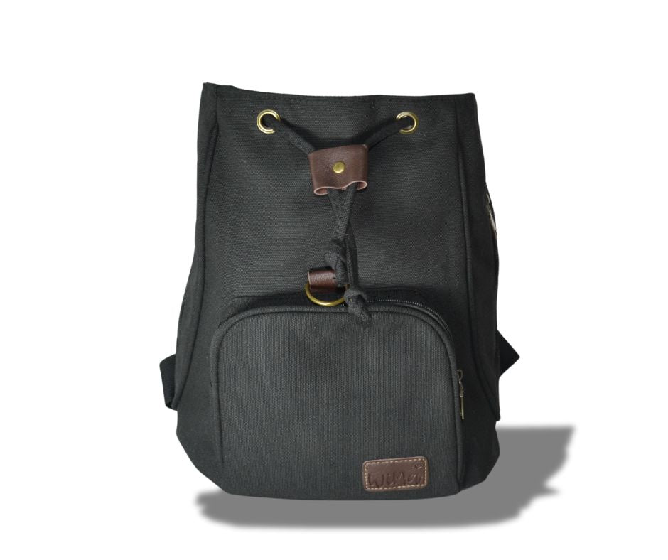 WiMa Aberdeen Rugtas – Handzaam 32×28×15 cm – Waterafstotend Canvas Zwart – Reistas, School, Handbagage - PetsAndBags