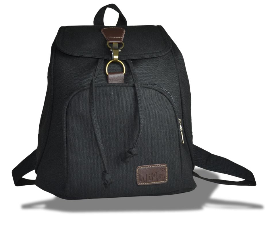 WiMa Aberdeen Rugtas – Handzaam 32×28×15 cm – Waterafstotend Canvas Zwart – Reistas, School, Handbagage - PetsAndBags