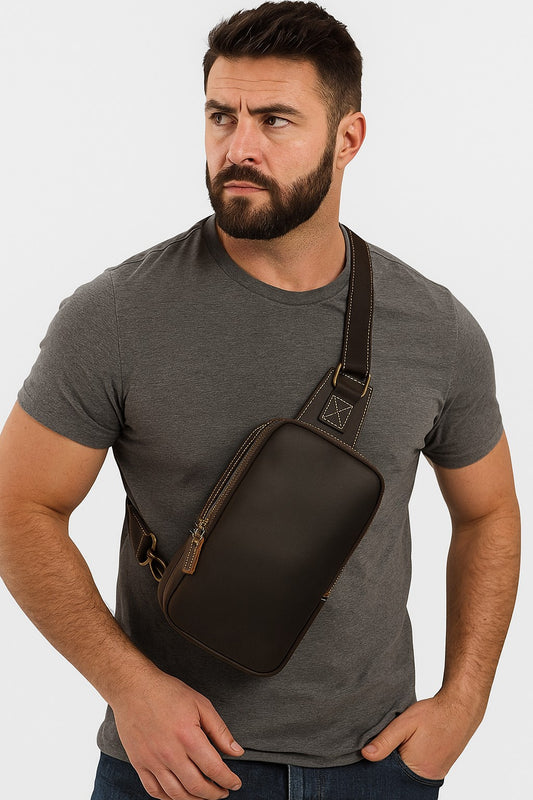 Denver Leren Herentas – Crossbody Schoudertas voor Heren – Crazy Horse Leer – Stoer & Compact – PetsAnd Bags - WiMa - - PetsAndBags