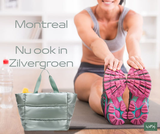 Sporttas voor dames - strandtas met rits - fitnessmathouder - Montreal - WiMa - zilvergroen - PetsAndBags