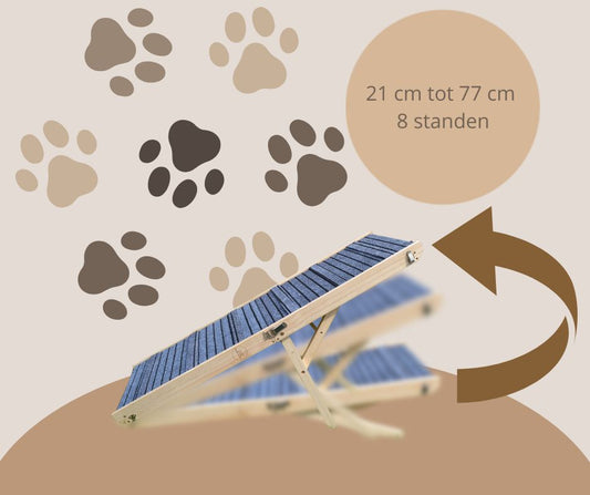 Boris - Hondenloopplank - Hondentrap - Verstelbaar -8 Standen - 21 tot 77 cm - Antislip - Inklapbaar - - PetsAndBags