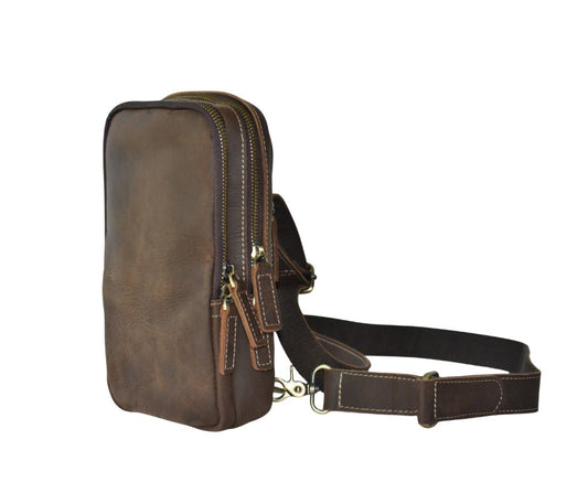 voorzijde - Denver Leren Herentas – Crossbody Schoudertas voor Heren – Crazy Horse Leer – Stoer & Compact – PetsAnd Bags - WiMa -
